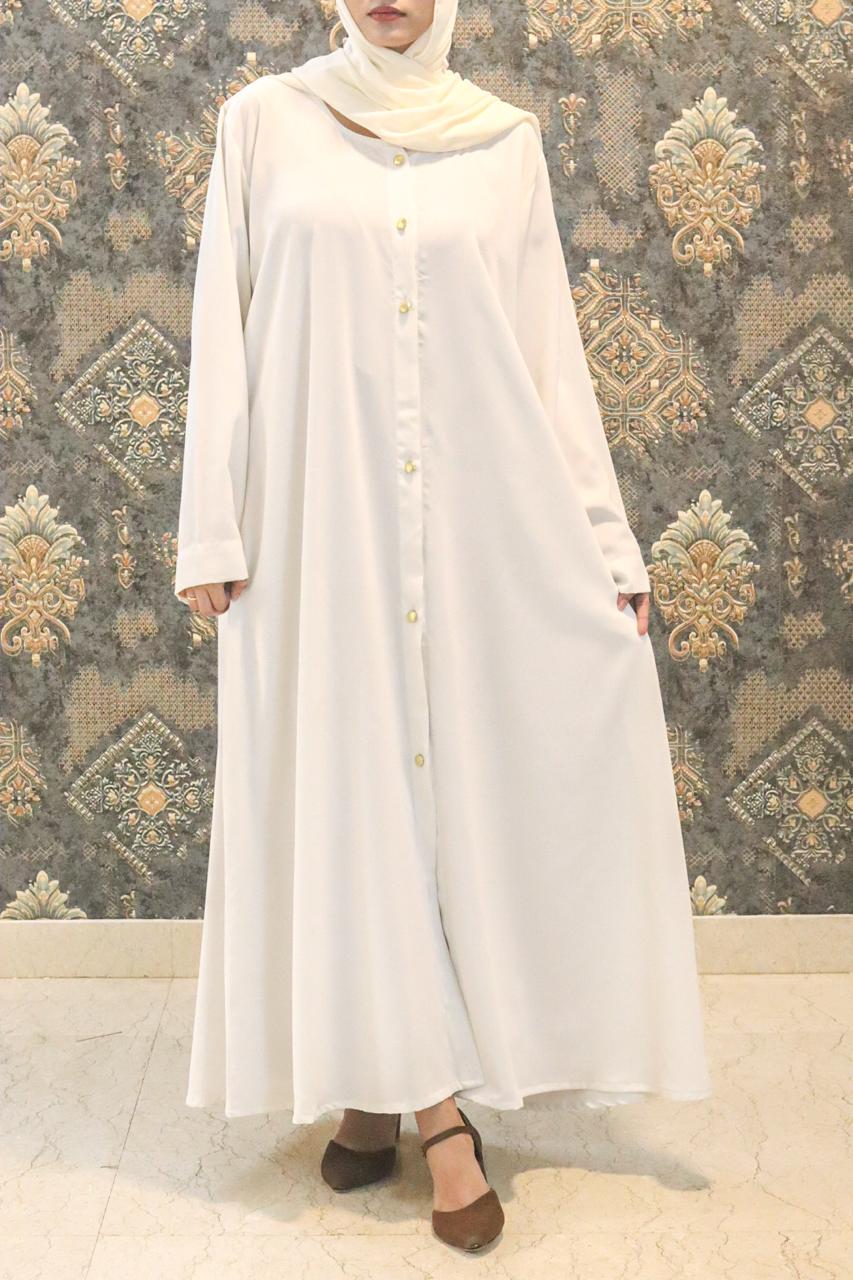 White buttoned Abaya (without hijab)