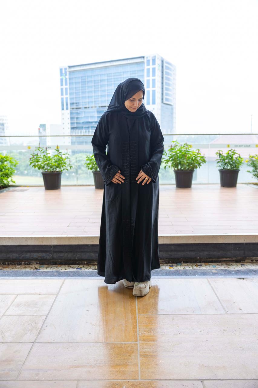 Black beaded abaya (with Hijab)