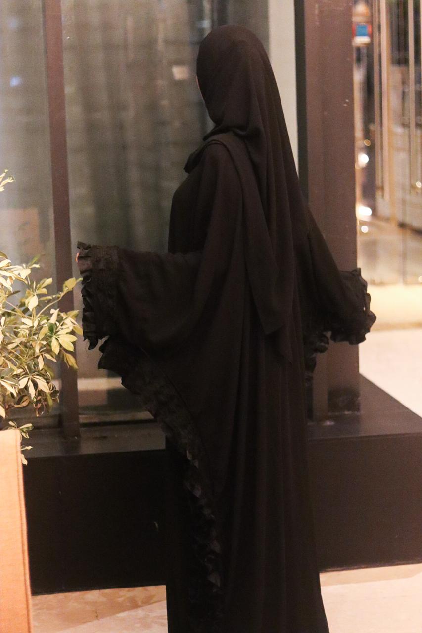 Georgette Frill kaftan Abaya with hijab