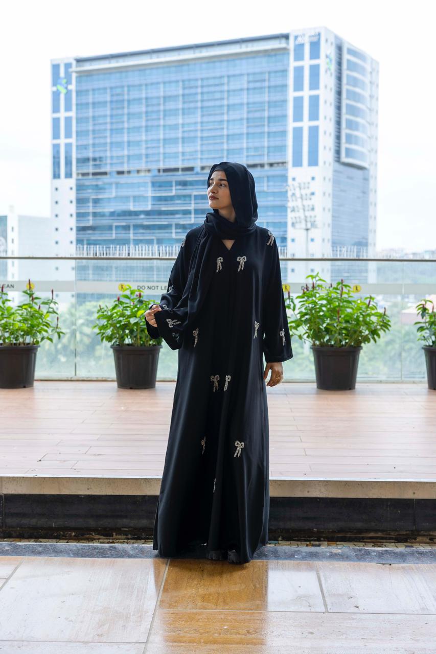 Bow handwork abaya (with Hijab)