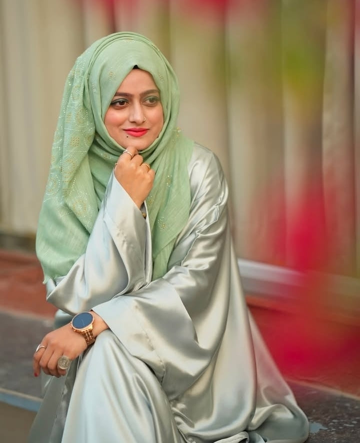 Malika Butterfly Abaya with Attached Inner Belt - Ice Green (Hijab not included)