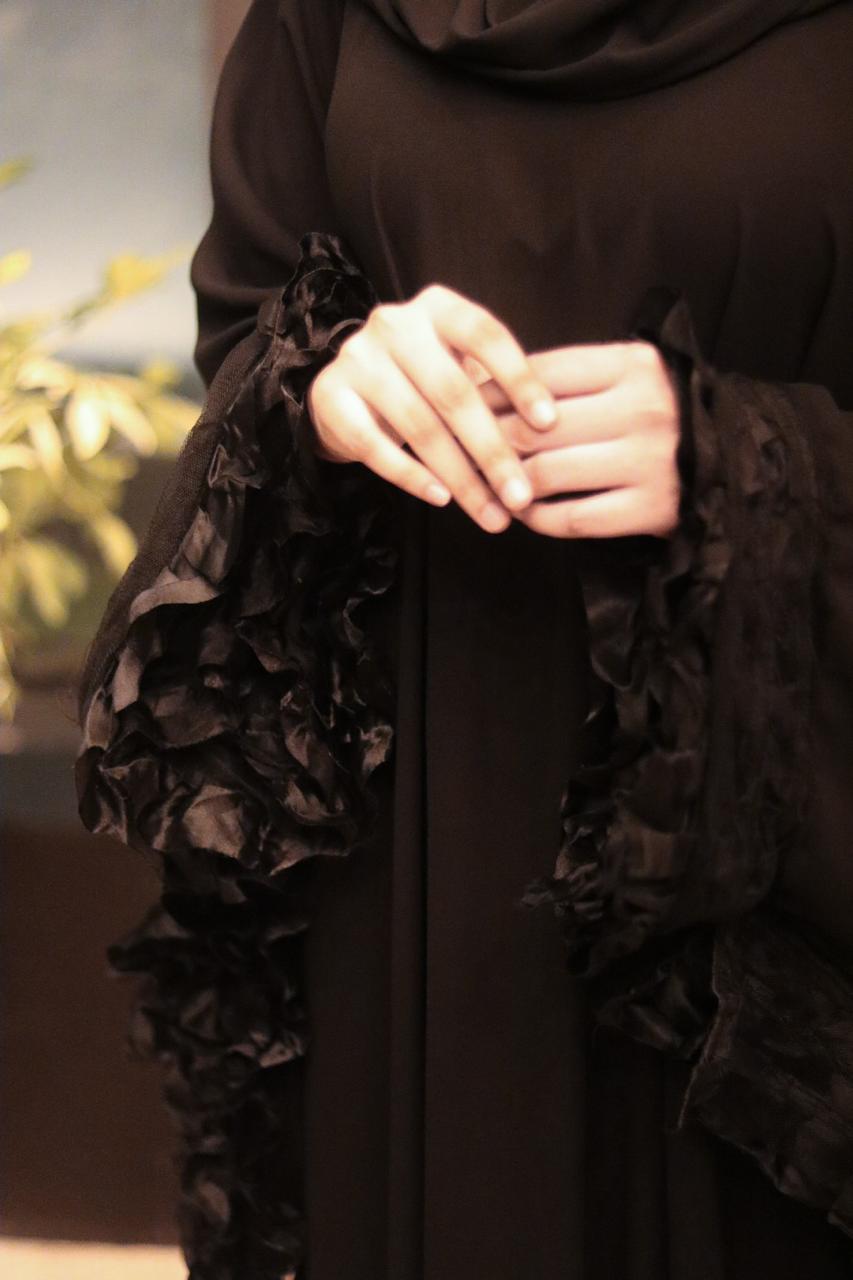 Georgette Frill kaftan Abaya with hijab