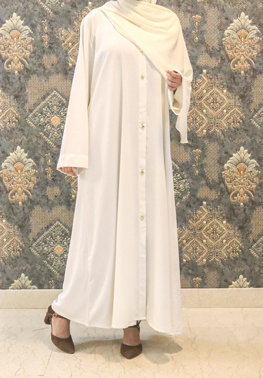 White buttoned Abaya (without hijab)