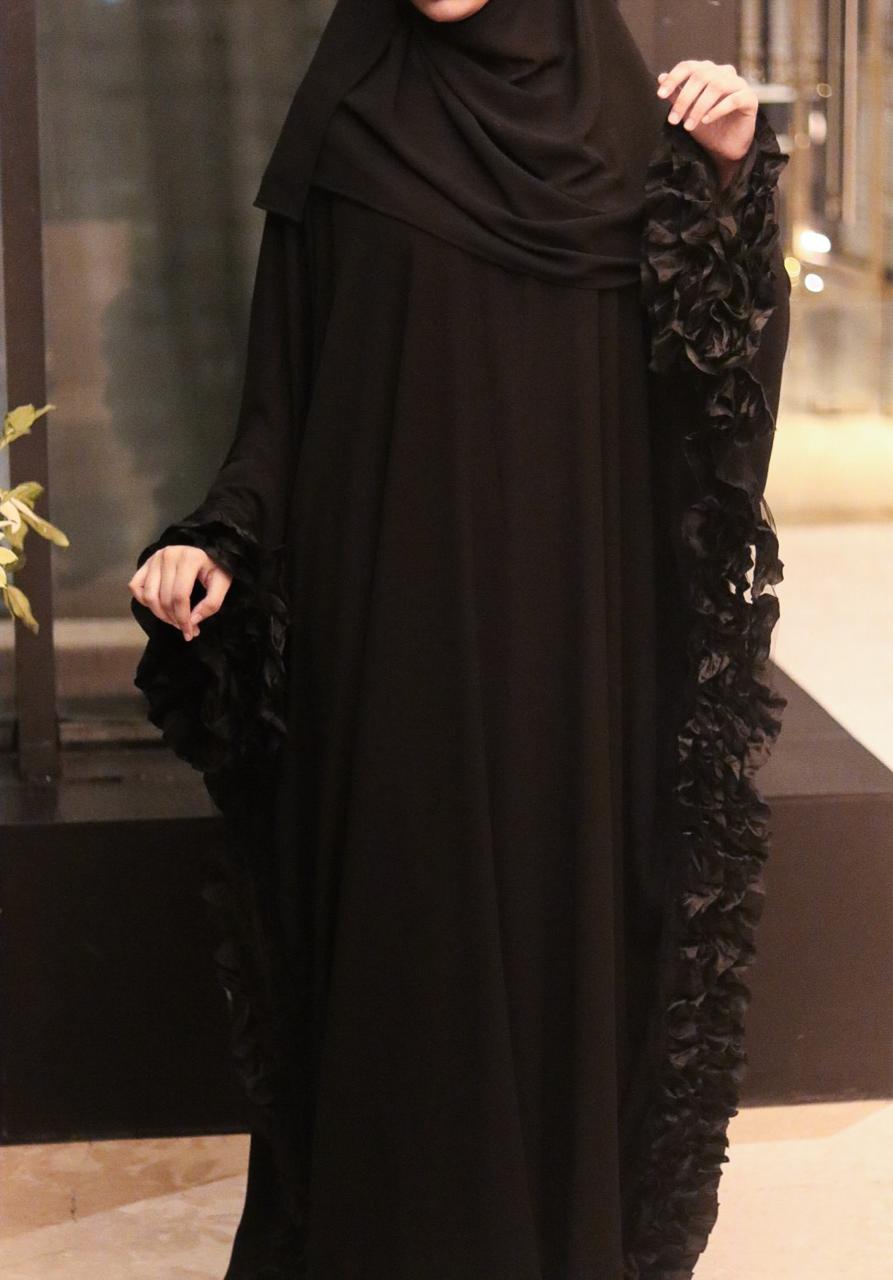 Georgette Frill kaftan Abaya with hijab