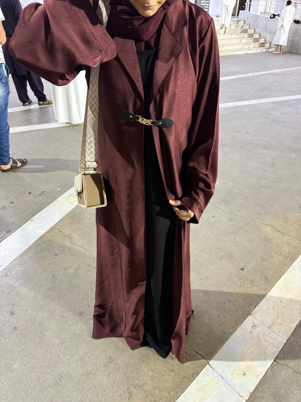 2pc Cherry coat Abaya (with attached inner slit + hijab)