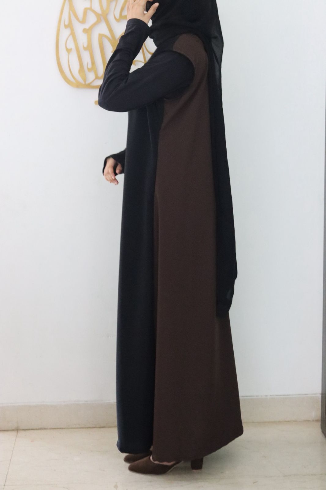 2 in 1 inner slit - sleeveless brown & black