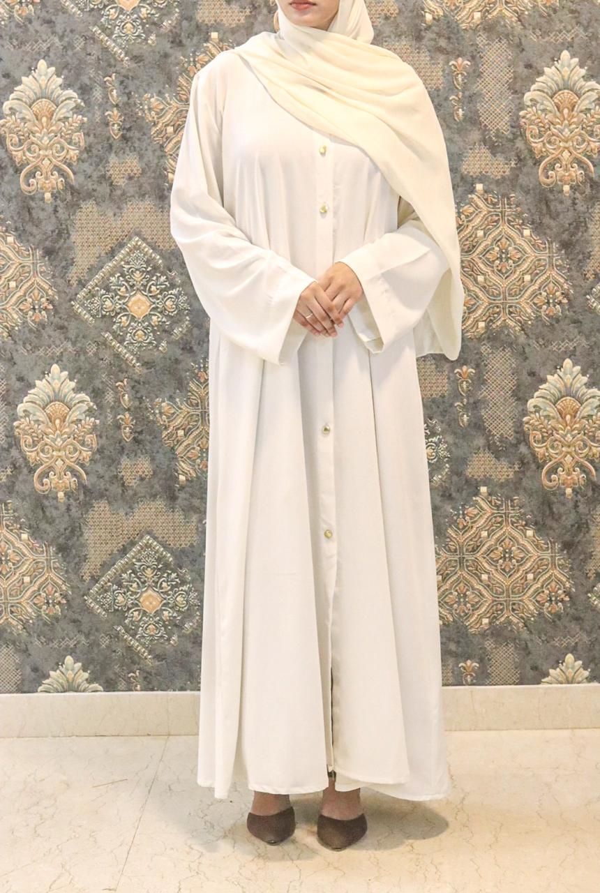 White buttoned Abaya (without hijab)