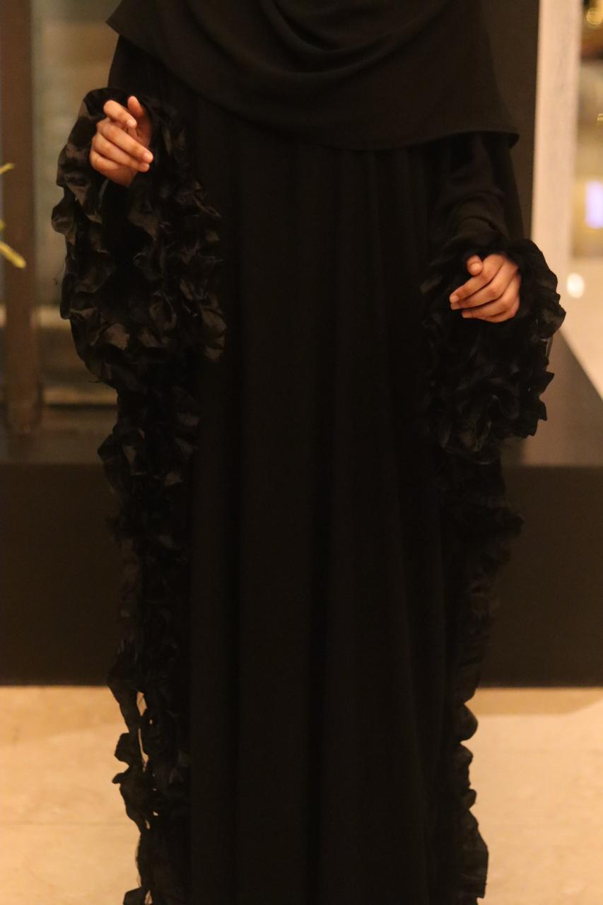 Georgette Frill kaftan Abaya with hijab