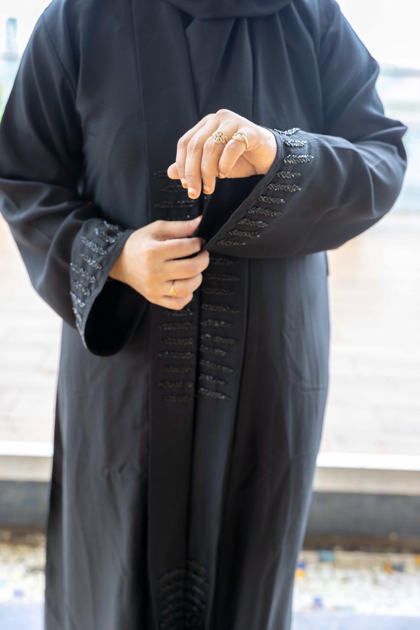 Black beaded abaya (with Hijab)