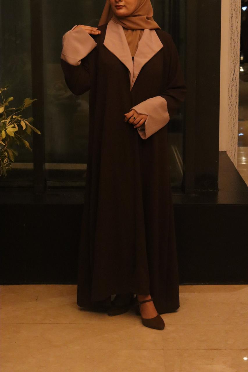 Printed Olive Coat Abaya -olive green (hijab included)