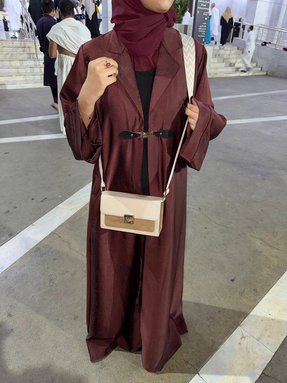 2pc Cherry coat Abaya (with attached inner slit + hijab)