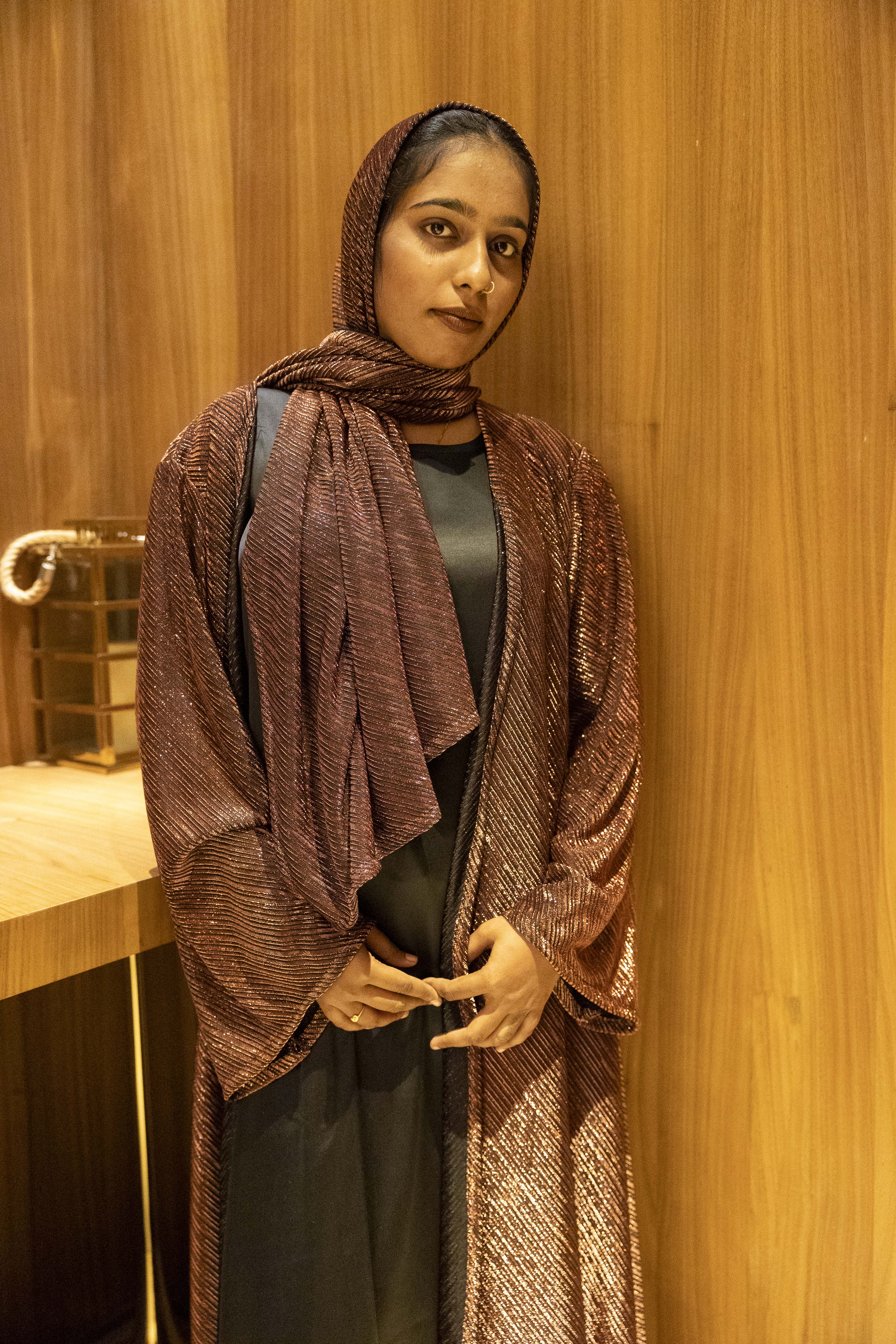 Metallic brown 3pc shrug set (comes with matching hijab & inner slit)