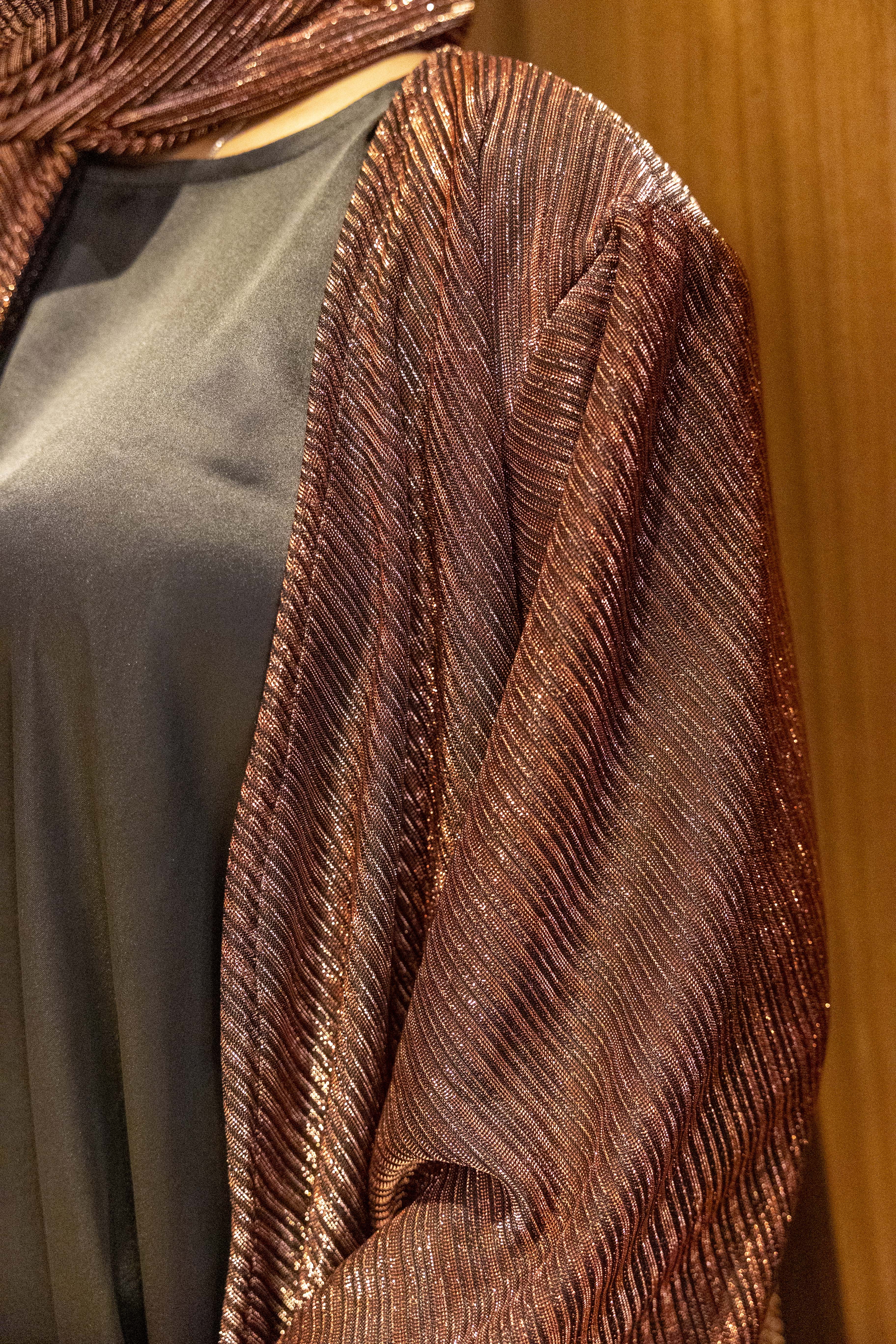 Metallic brown 3pc shrug set (comes with matching hijab & inner slit)