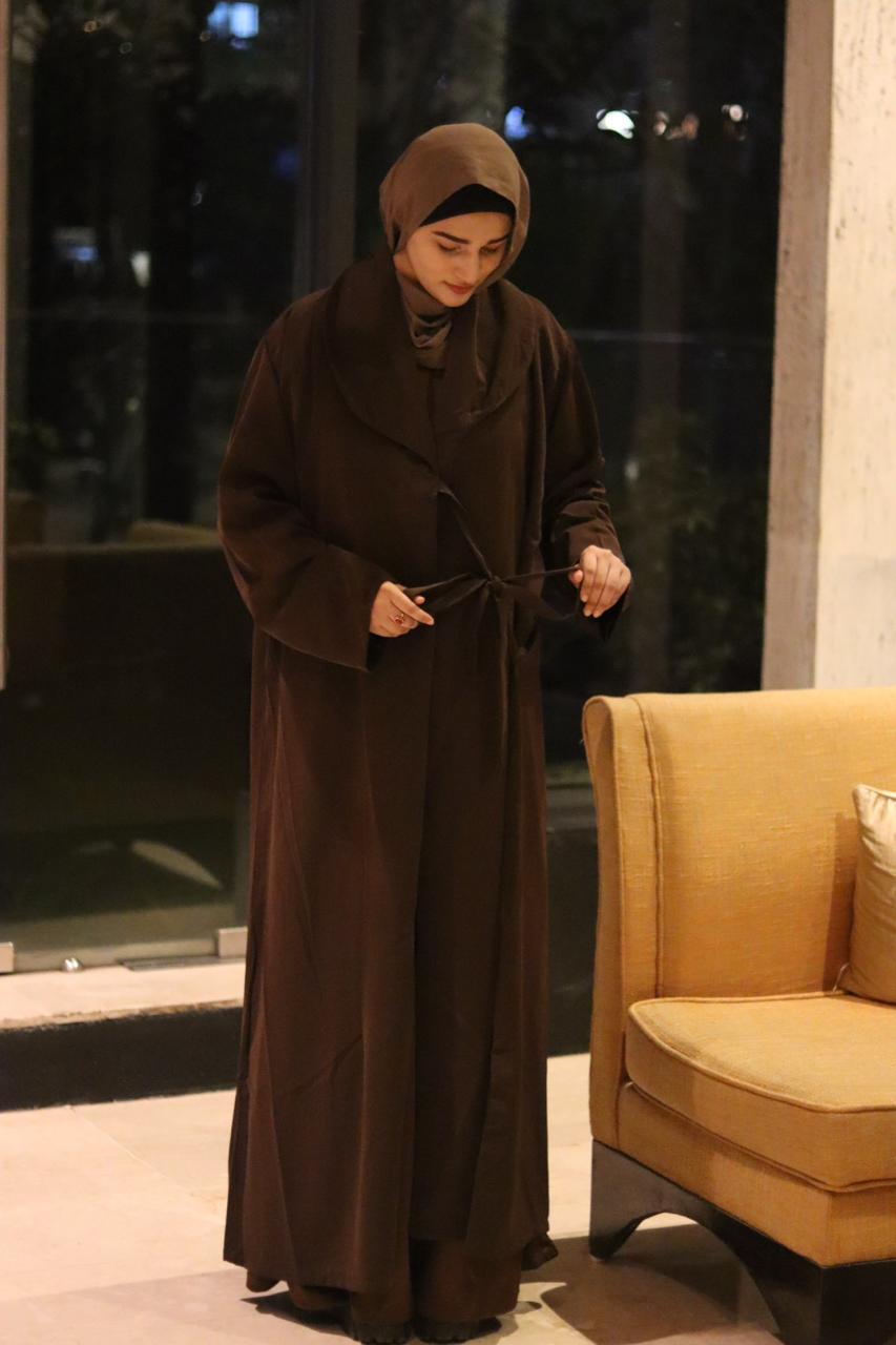Brown Tie up Coat Abaya - (without hijab)