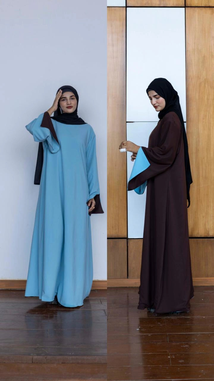 2-in-1 Reversible abaya – Brown & blue