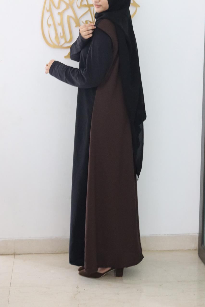 2 in 1 inner slit - sleeveless brown & black