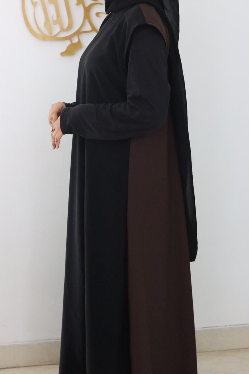 2 in 1 inner slit - sleeveless brown & black